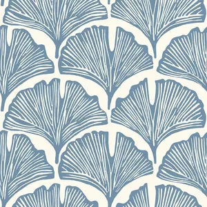 Tempaper & Co. x Novogratz Feather Palm Removable Peel and Stick Wallpaper, Waverly Palm Blue, 28 sq ft: Vinyl, Self-Adhesive, Washable