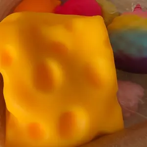 Squishy Cheese Block - Yellow, moldable fidget Toy with Squeeze Feature, Ideal for Play and Relaxation