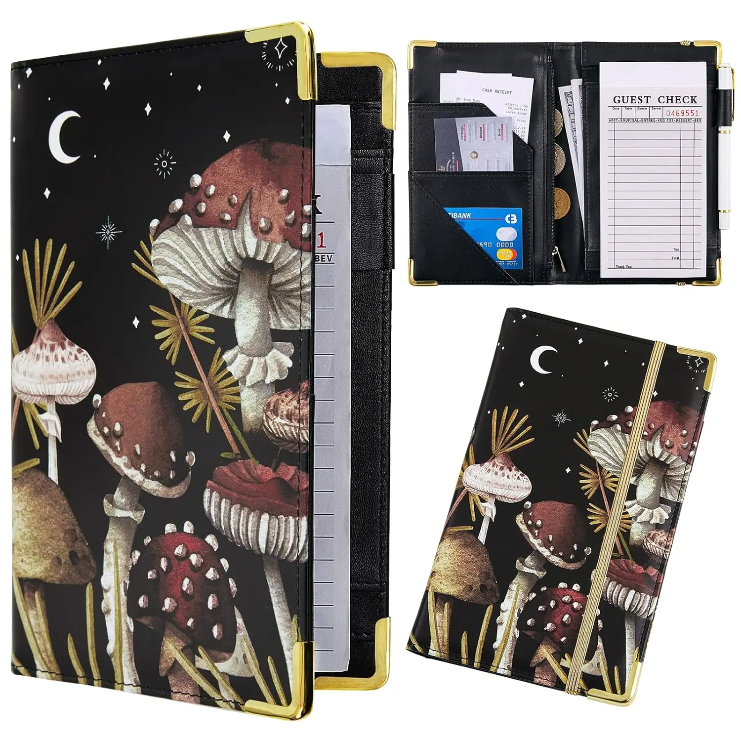 Server Book, Waitress Book Server Books for Waitress Waiter Book with  Zipper Pocket Serving Book Server Notepad Waitress Accessories