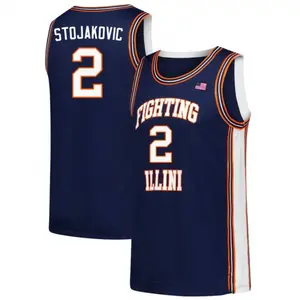 Illinois #2 Stojakovic Basketball Jersey Navy Orange, College Basketball Jersey, Athletic Mesh Tank, Game Day Outfit, Sports Fan Gift