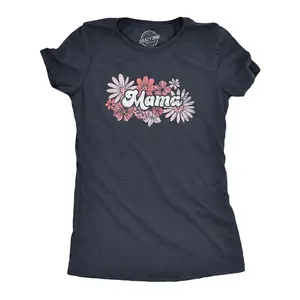 Womens Floral Mama T Shirt Funny Cute Vintage Mothers Day Flower Gift Tee for Ladies Funny Womens T Shirts Cute Vintage Fashion Casual Ladies T-Shirt Gift Mother's Day Tops for Women Women's Novelty Tees Navy -