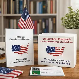 US Citizenship Test Study Guide 2026 -Bilingual（English & Spanish） Flash Cards,Official 128 Civics Questions Answers for Naturalization Exam Preparation Learning Portable Flashcards