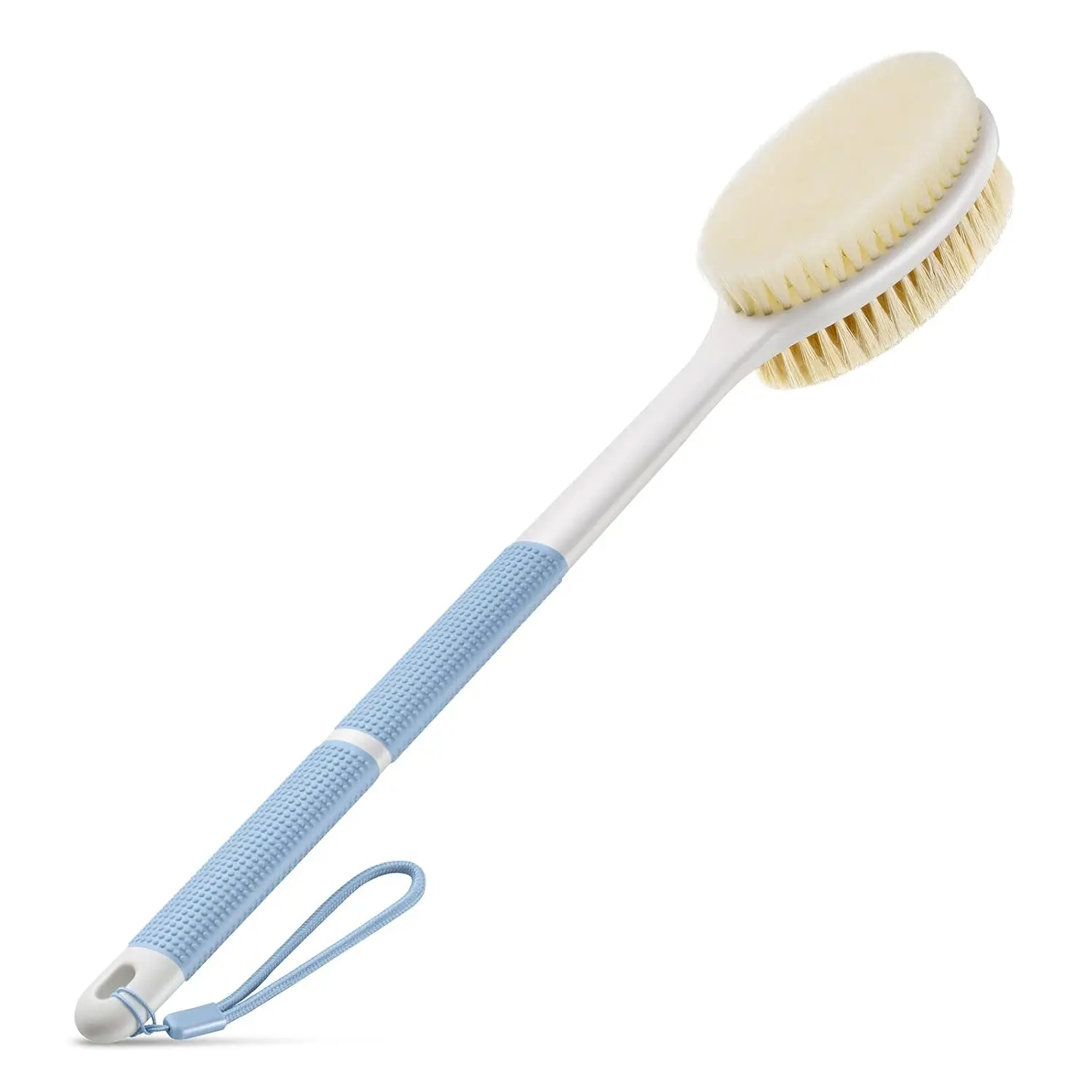 【NewYear2026】Back Scrubber Anti Slip for Shower,Shower Brush Long Handle with Stiff and Soft Bristles,Body Exfoliator for Bath or Dry Brush