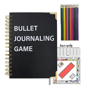 Bullet Journaling Game Notebook, Saveopoly Savings Challenge Planner with 12 Colored Pencils, Interactive Budget Tracker for Money Saving, Finance Goals & Personal Planning