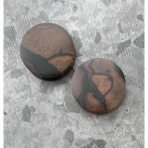 PAIR of Beautiful Organic Ebony Wood Convex Saddle Double Flare Plugs/Tunnels - Gauges 8g (3.2mm) up to 1" (25mm)