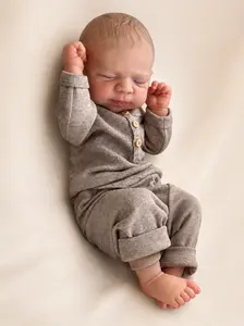 19-inch realistic reborn baby doll, lifelike newborn plush toy with pacifier and bear accessory Soft Vinyl Doll Rebornbabydoll