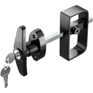 Shed Door T Handle Latch Lock Set with 2 Keys, 5-1/2" Steam, Black Door Hardware Lock for Storage Barn, Playhouses, Chicken Coops, Camper