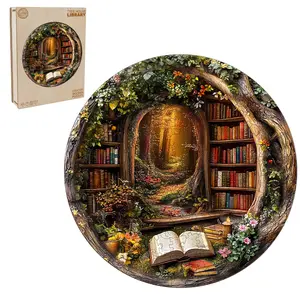 Tree House Library Wooden Jigsaw Puzzle for Adults and Kids Unique Shape Animal Wood Puzzles Challenging Puzzle, Family Game Creative Gifts，Laser-Cut Durable HDF Wood Puzzle