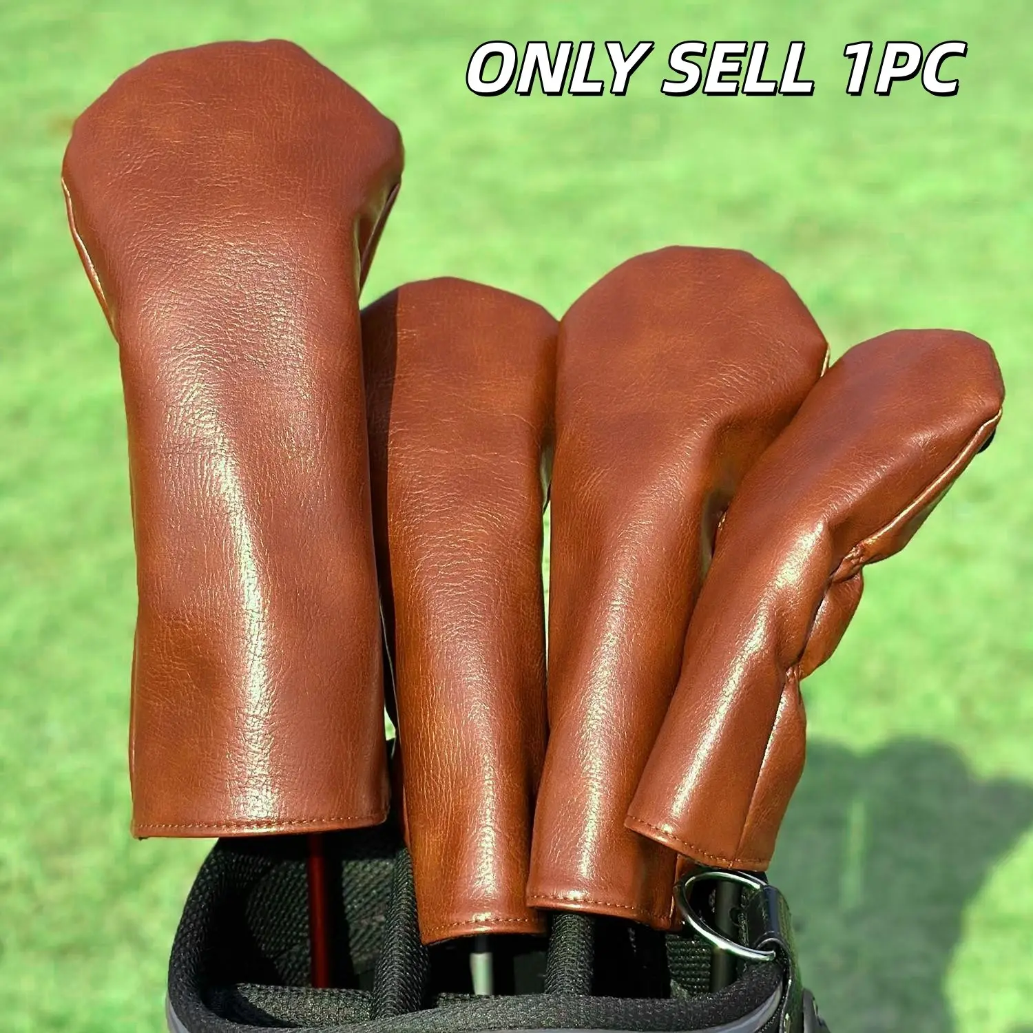 Retro Golf Club Head Cover, Essential Golf Accessory, Golf Gear, PU Material with Fleece-Lined Protective Sleeve, Fits Drivers & Fairway Woods, Durable Protection