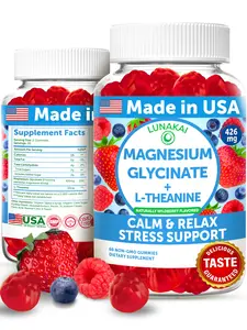 Lunakai USA Made Magnesium Glycinate Gummies 426mg with L-Theanine – Calm, Sleep, Stress Relief for Adults & Kids, Non-GMO, Vegan, 60ct (60 Count)