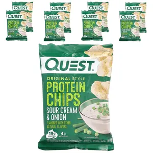 Quest Nutrition Original Style Protein Chips, Sour Cream & Onion, 8 Bags, 1.1 oz (32 g) Each