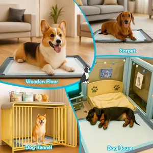 Dog Pee Pad Holder Tray for 36” x 25” with 4 Magnetic Clips Lock, Dog Training Floor Protection Trays with Non-Spill Raised Edges, Silicone Dog Potty Tray, Easy to Clean Puppy Pad Holder Tray, Puppy Potty Tray Holder for Indoor Floor Protection tiktokshop