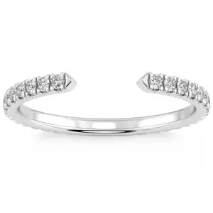1/2Ct Pave Diamond Open Wedding Ring 14k Gold Stackable Band Lab Grown