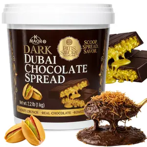 Dubai Dark Chocolate Pistachio Kataifi Spread – 2.2 lb Luxury Middle Eastern Bitter Chocolate Cream – Rich, Creamy Dessert Spread, Premium Gourmet Gift