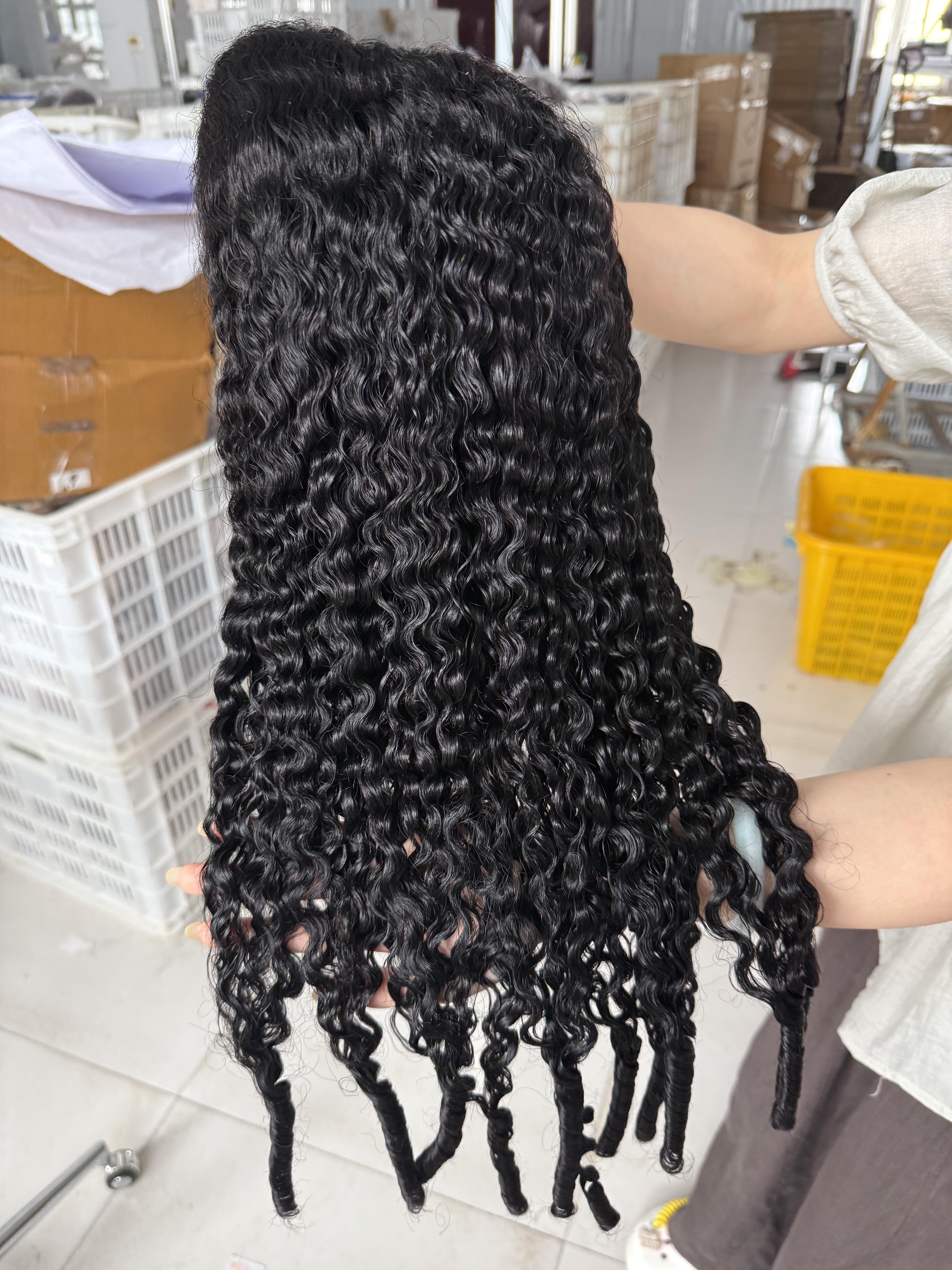 Bling Hair Transparent Brazilian 13x6 Deep Wave Lace Front Human Hair Wigs For Women 180 Density HD 13x6 Kinky Curly Lace Frontal Wigs 36 38 Inch Natural Black Color Preplucked Hairline Wigs