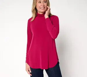 Susan Graver Petite Modern Essentials Liquid Knit Mock-Neck Tunic