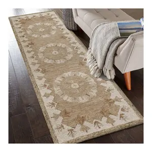 Ox Bay Beige Medallion Wool Runner Indoor Rug,2'3" x 6'9"
