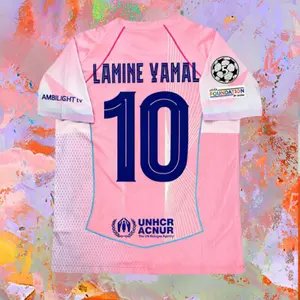 2526 pink Yamal 10 Short Sleeve Soccer Jersey