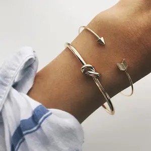 Maili Women's Vintage Cuff Arrow Knotted Bracelet - Alloy Material, European and American Style