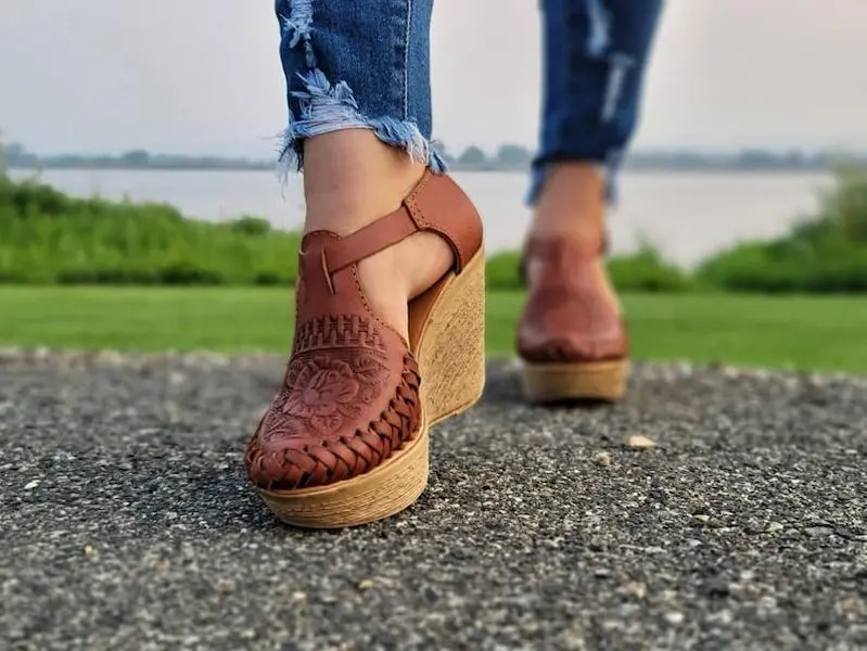 Natasha Mexican wedges/Mexican huarache//Mexican wedge sandal//Mexican heels//Huarache mexicano//Mexican sandal//Wedges for women