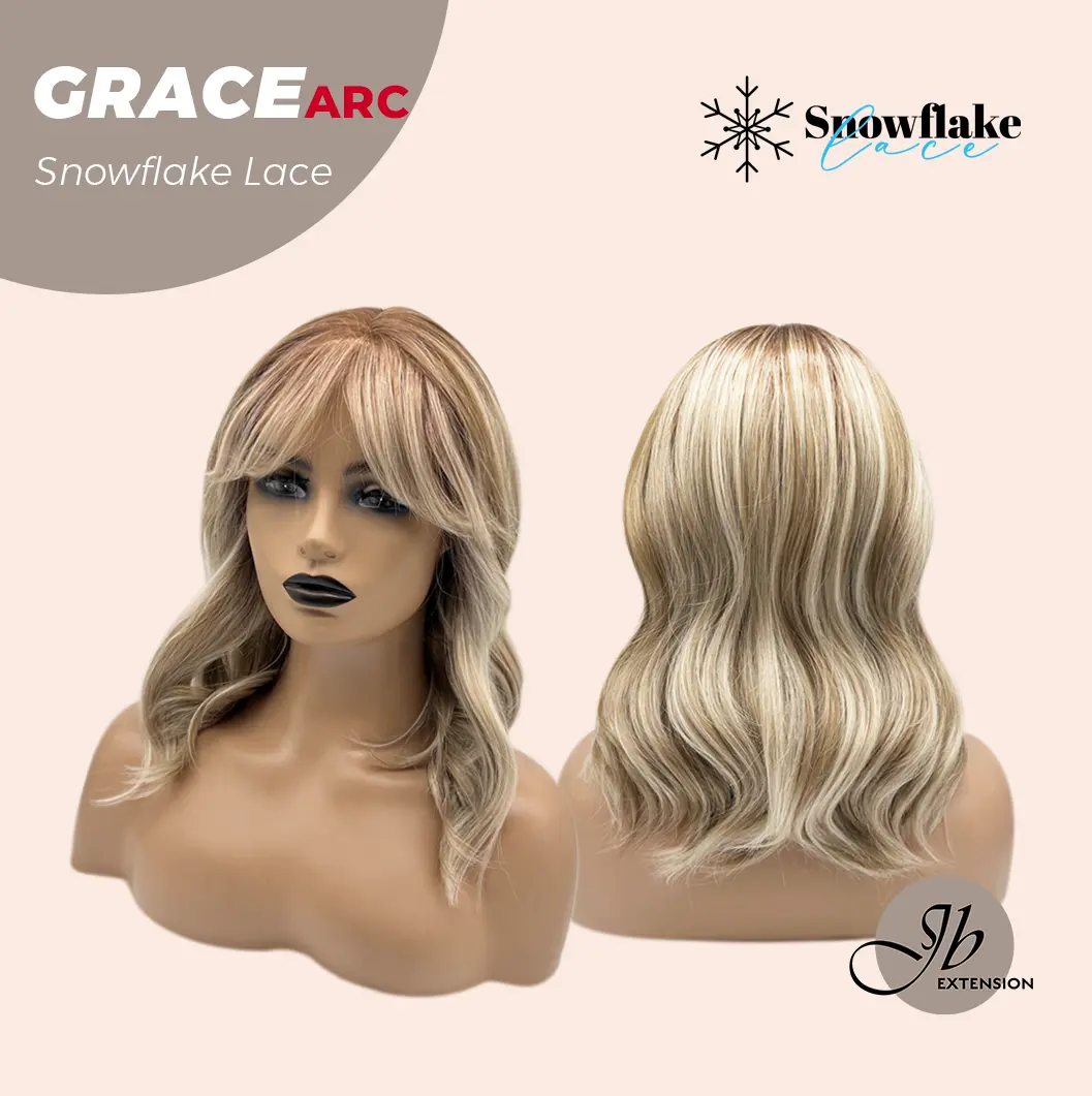 JBEXTENSION 15 Inches Mix Blonde Wave Pre-Cut Arc Snowflake Lace Frontlace Glueless Wig GRACE【BENDY EAR TABS】