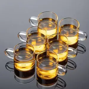 110ML Transparent Glass Cup Set, 2/6pcs Glass Wine Glasses with Handles, Coffee Cups, Gongfu Tea Sets, Mini Wine Glasses, Water Glass Cup, Drinking Glasses, Glassware