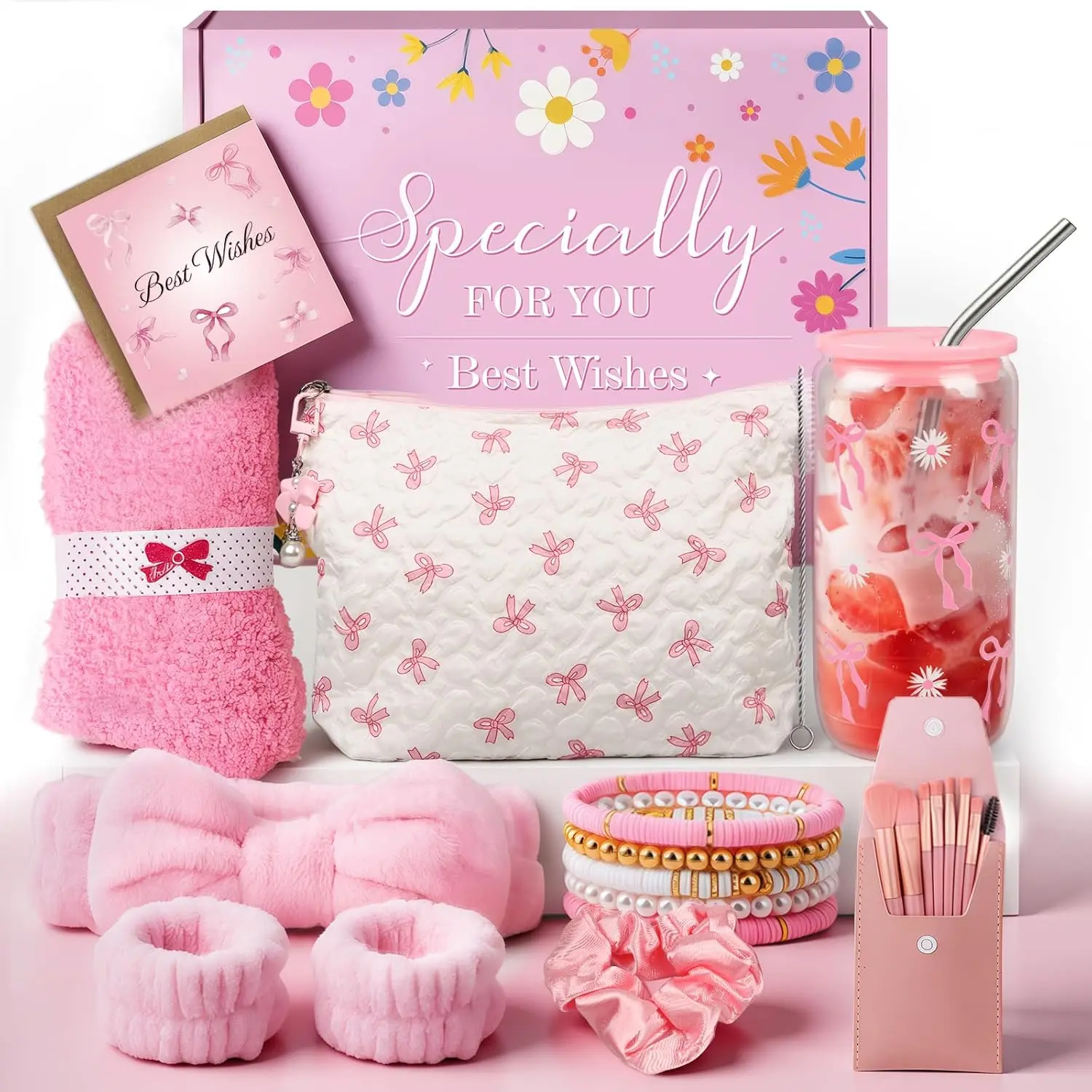 Exquisite Birthday Gifts for Girls Teens - Best Birthday Presents for Her - Unique Gift Baskets for Women - Graduation Gifts for Best Friends Girlfriend Daughter Mom Sister Coworker - Pink