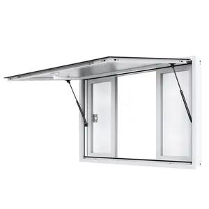 VEVOR 53"x33" Service Window, Aluminum Food Truck Serving Window with 4 Sliding Panels, Awning Door & Hook, Opens to 85 Degrees for Concession Trailers