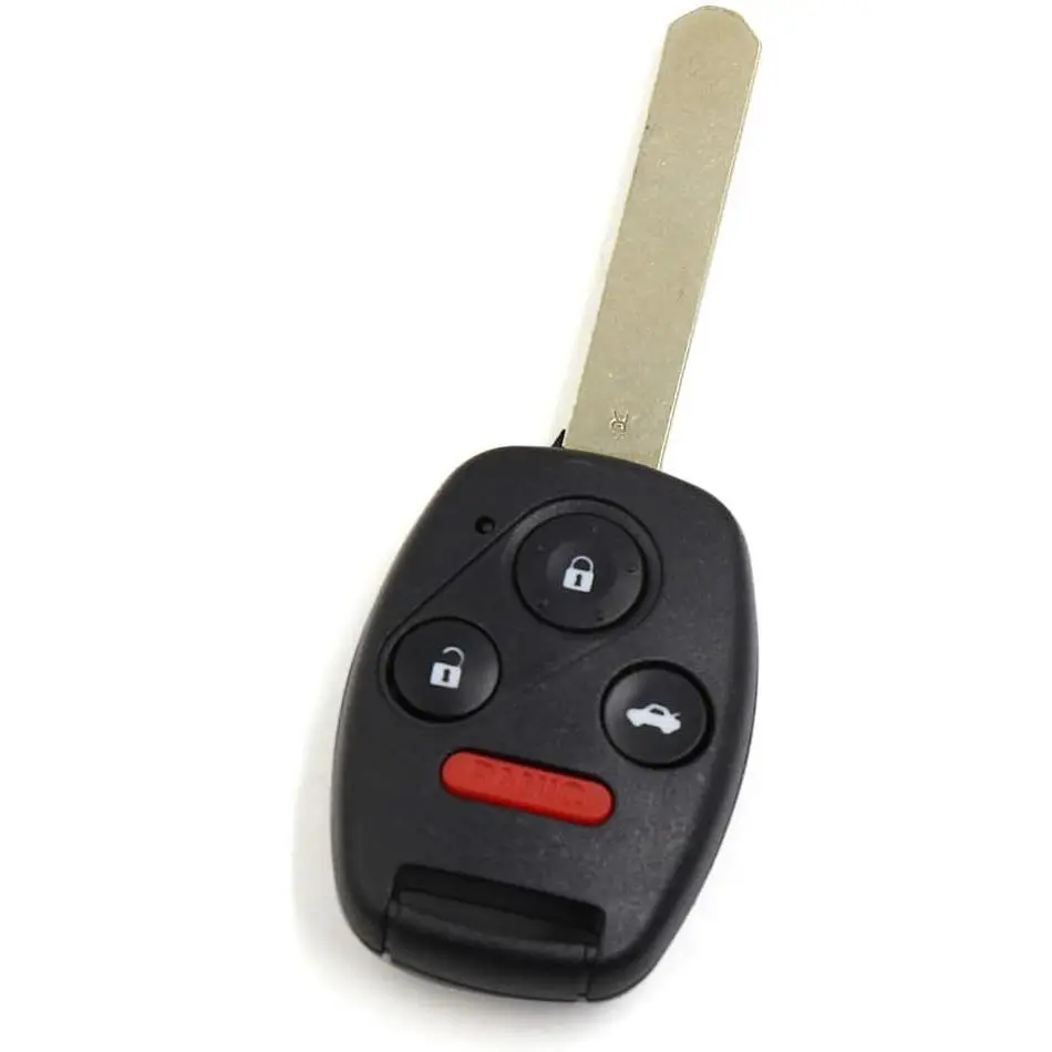 Car Key Accessory - 4 Button Keyless Entry Remote Fob, Metal & Plastic Uncut Ignition Key Transmitter with Lock Unlock Function for Honda OUCG8D-380H-A (Accessory Only)