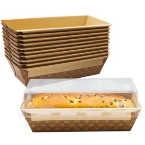 Baking Pan Chef Grade 1Lb Paper Loaf Pans 10 Pk. Elegant Disposable Bakeable Kraft Pan Supplies for Baking Bread, Small Meatloaf, Bundt Cake, Sweets, Kraft Paper - With Lids