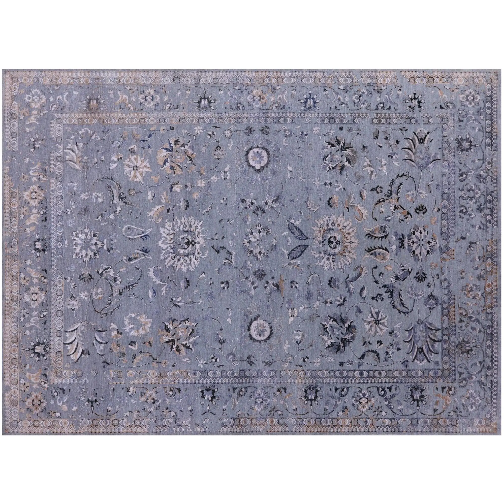 10' 0" X 13' 9" Hand-Knotted Wool & Silk Persian Tabriz Rug - Q19212