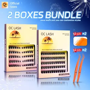 【2 boxes BUNDLE/SAVE BIG】【Customized Bundle/Make Note/Comment】OC DIY Eyelashes Self Adhesive Lash Clusters Pre glued Eyelash Clusters No Glue Needed Lashes Wispy D-curly Cluster Eyelash extensions 8-22mm Individual Lashes