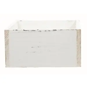 212 Main AI-2113COL Distressed White Wooden Box, Home Decor Accent for Room Wall Display