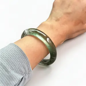 Myanmar glass jadeite bracelet for women, high ice blue water floating flower jade bracelet, regular size, noble lady bracelet, gift