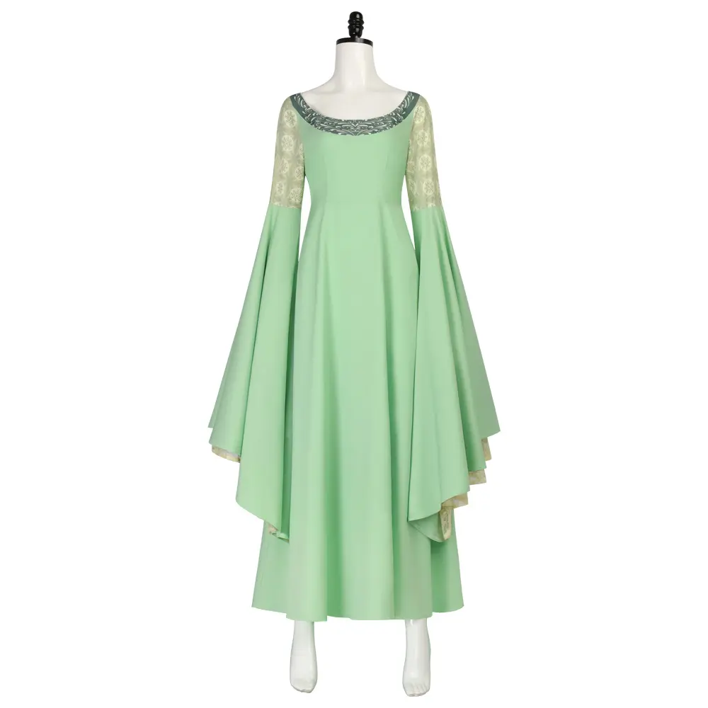 Arwen Green Elf Princess Dress Cosplay Costume with Headpiece for Comic Con