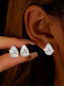 Fashionable simple exaggerated pear-shaped teardrop zircon earrings for women, very suitable for festivals, weddings, banquets, and parties