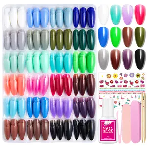 Press on Nails Almond, 12/24 Colors 288/576PCS Press on Nails for Women, Solid Nude Icy-Clear Nails Almond Shape Slender Fingers. Glossy Nails Press On French Tip, Natural Fit Lightweight for Daily Party Festival Nail Art