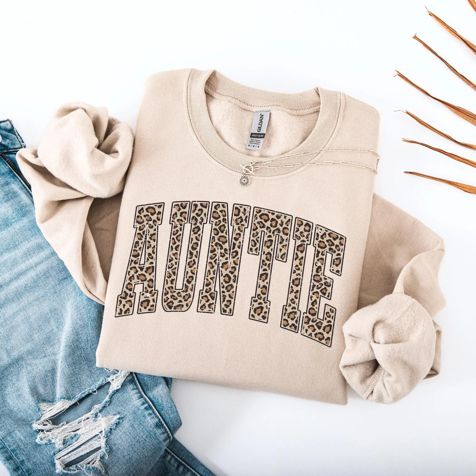 Leopard Auntie Sweatshirt, Gift For Aunt, Animal Print Auntie Shirt