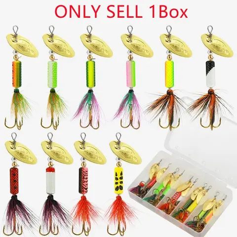 Artificial Fishing Lure with Feather Hook, 5pcs/set Rotating Sequin Fishing Lures with Storage Box, Fishing Accessories for Outdoor Fishing, Fishing Tackle Kit, Fishing Gear, Fishing Supplies