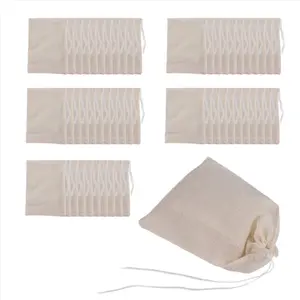 50 Pack Cotton Muslin Bags Multipurpose Drawstring Bags for Tea Jewelry Wedding Party Favors Storage (4 x 6 Inches)