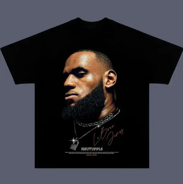 [Sale Up To 50%] Soft Stylish Lebron James Vintage Bootleg Top, Unisex Men's Graphic Tees, Vibrant Basketball Graphic Tee, Streetwear Top