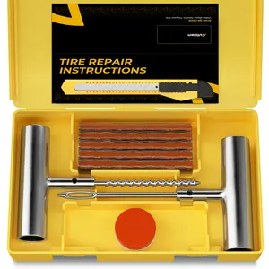 Tire Repair Kit with Plugs Fix Punctures & Plug Flats with Ease - Heavy Duty Flat Tire Puncture Repair Kit for Car, Motorcycle, ATV, UTV, RV, Trailer, Tractor, Jeep, Etc Tire Inflator Tool Tire Inflator Pump