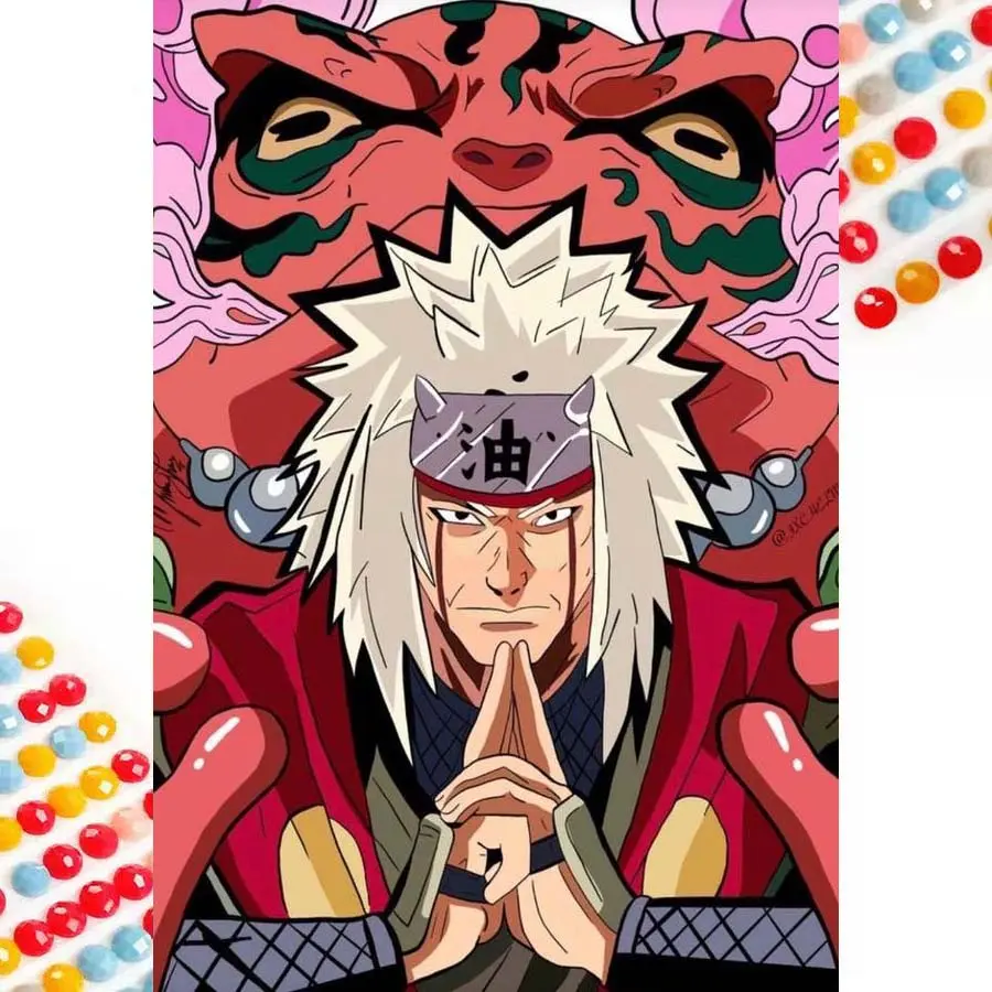 5D DIY Full Drill Round Diamond Painting - Diamond Painting Kit Anime Design Diamond Pattern Design White-Haired Person, Giant Frog Mosaic Canvas DIY Wall Art, Home Wall Decoration
