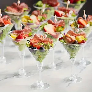 36-Pack 5oz Clear Plastic Mini Martini Cup Set - Thick Base Disposable Drinkware, Elegant Champagne Dessert Glasses for Wedding Graduation Party, BPA-Free Sturdy Summer Vibes