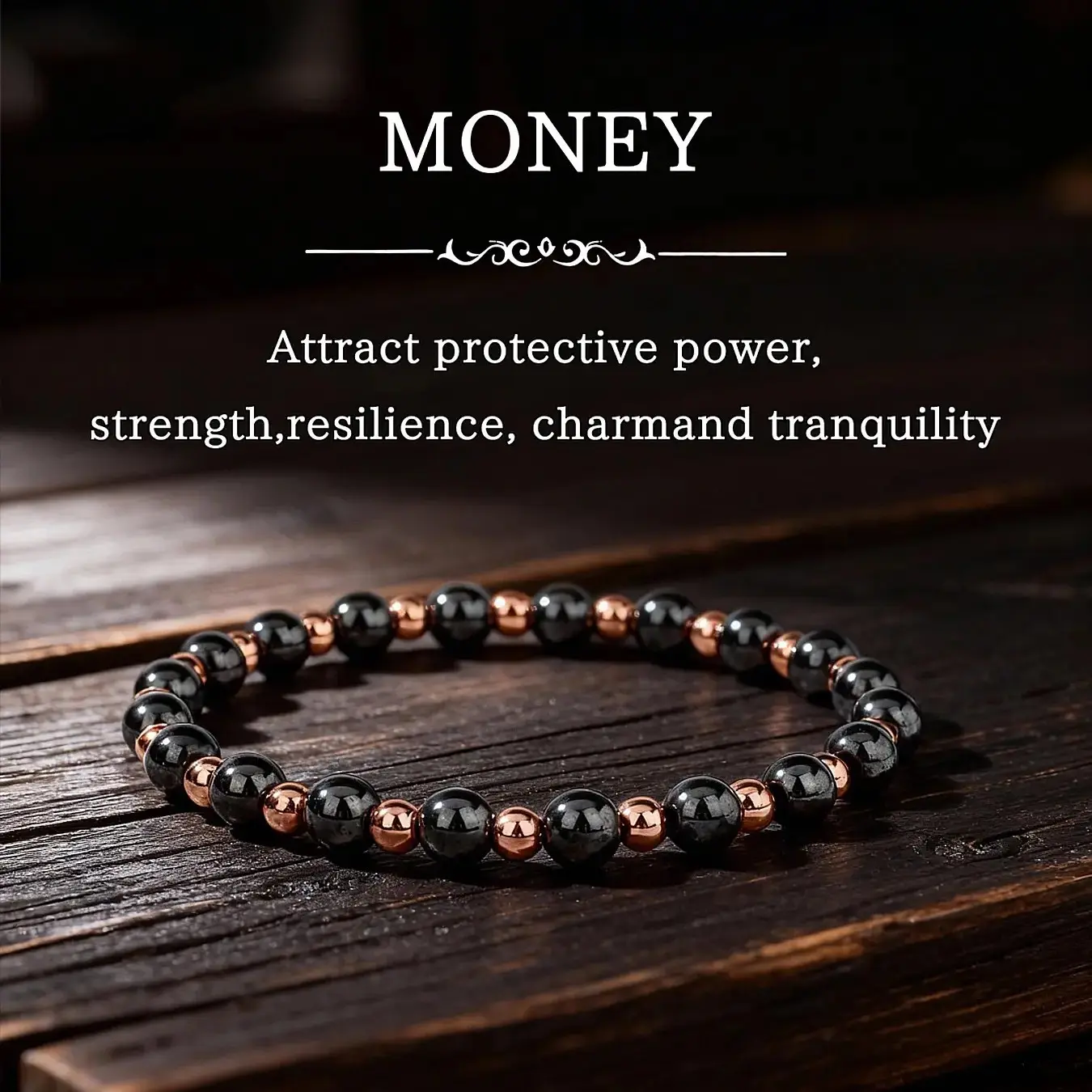 KROAFA Magnetic Copper Bangle - Adjustable Unisex Natural Jewelry with 3500 Gauss Magnets, Hematite Beads, Iron Ore, Elegant Bangle for Energy Protection and Calmness, Magnet Bracelet, Daily, Inspirational Beaded Bracelet