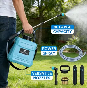 Rechargeable Electric Backpack Sprayer (5L & 8L), Battery-Operated Garden Pump Sprayer with Adjustable Nozzle, Extended Wand, Multi-Purpose for Lawn Gardening, Patio Cleaning