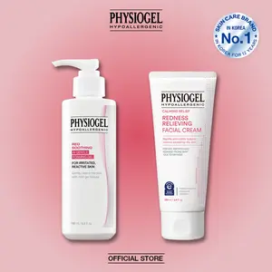 [PHYSIOGEL Official] Post-Laser Recovery & Redness Care Bundle: Intense Hydration Set for Sensitive Skin - Soothing Facial Cream + Gentle Cleanser, Korean Skincare, National Eczema Association