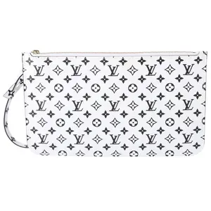 Pre-owned Louis Vuitton Canvas Clutches & Wristlets Neverfull Clutch White Monogram Classic Pochette