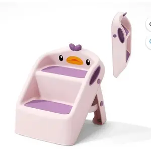 Toddler Kids Step Stool for Bathroom Sink Pink| Foldable 2 Step Stool for Kids