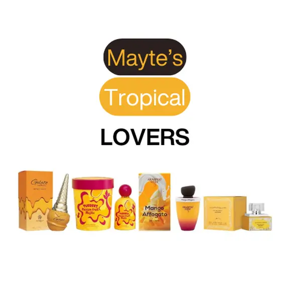Mayte's Tropical Lovers Eau De Parfum - Multi-Pack Alcohol-Based Fragrance Set, Mojito Passion, Gelato Mango Tango, Mango Affogato, Macaron - Peach & Exotic Notes, for Everyday Use